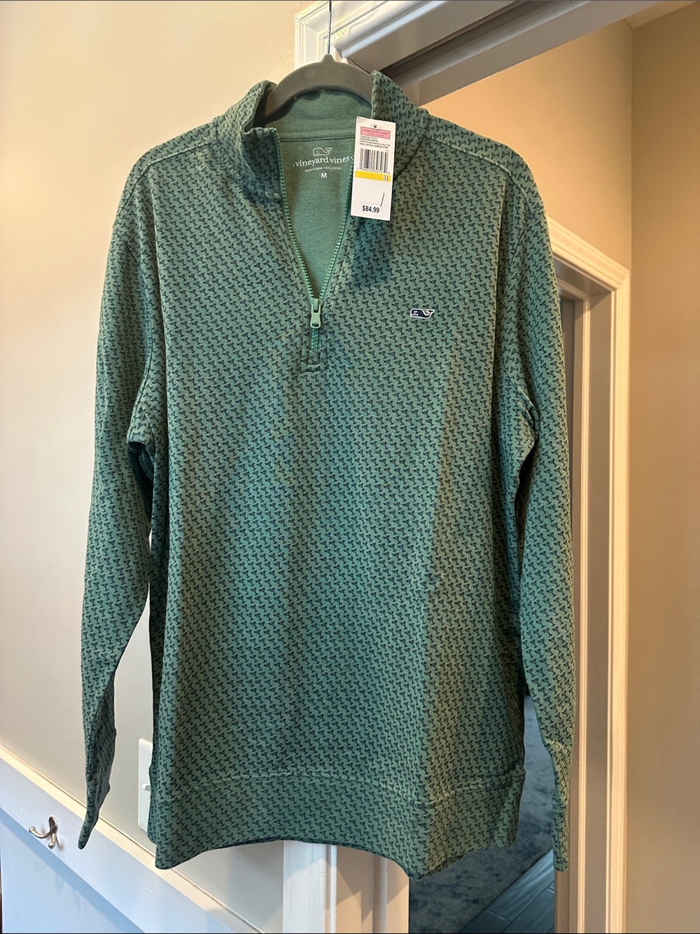 Vineyard Vines Green Patterned 1/4 Zip Pullover